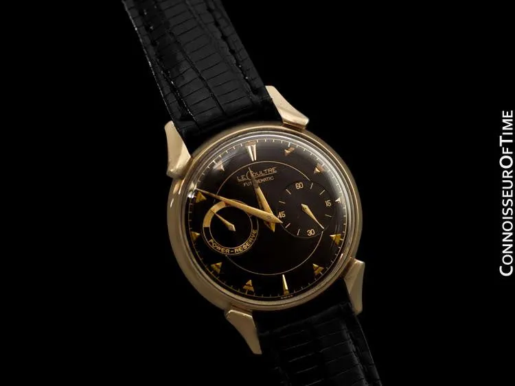 1953 LeCoultre Futurematic Vintage Mens Black Dial Watch, Bullhorn Lugs - 10K Gold Filled