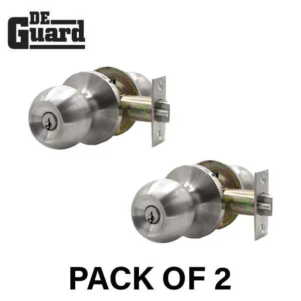 2 x Premium Knob Set - Stainless Steel - Entrance - Grade 3 - (SC1) (Bundle of 2)