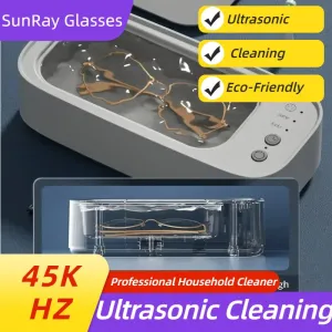 45KHZ Ultrasonic Cleaning Machine - Professional Household Cleaner for Glasses, Watches, Earrings, Rings, Necklaces, Razors, Lens