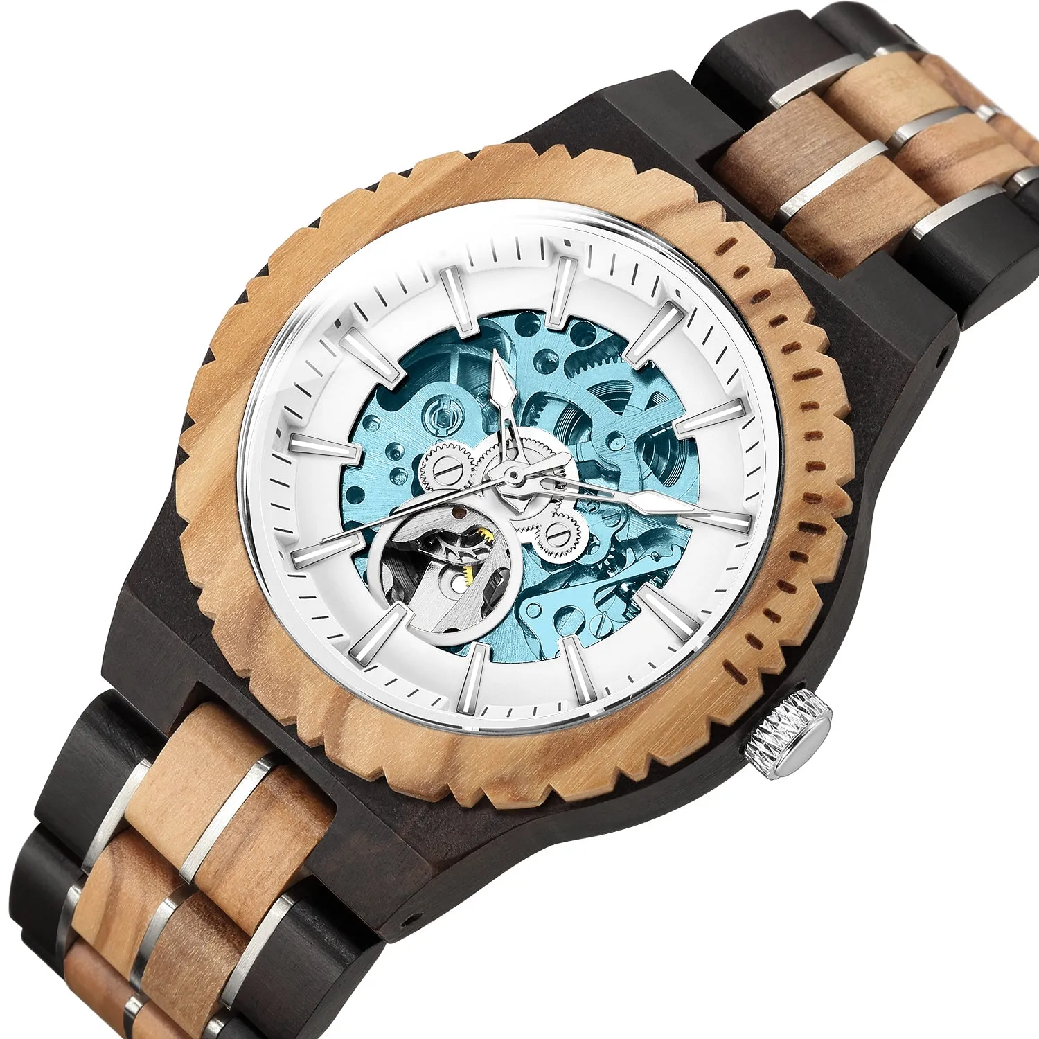 Alaska - Ebony & Olive Transparent Face Mechanical Watch