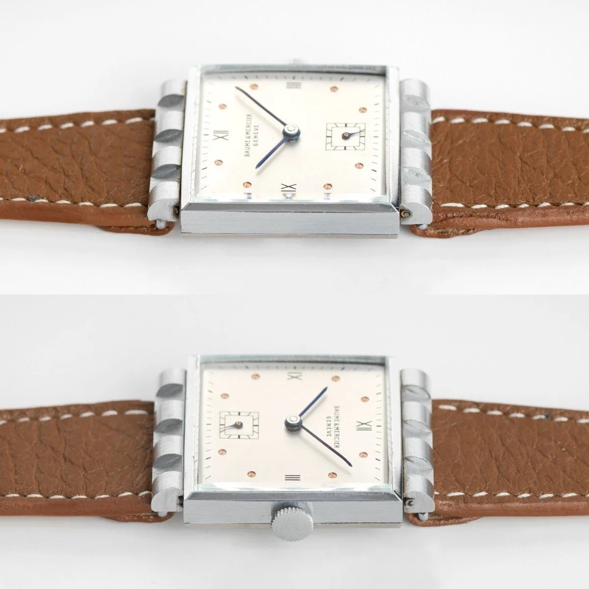 Baume & Mercier Cream Roman Dial Square Case