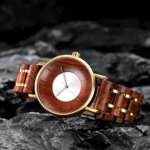 Bergen - Gold & Red Sandalwood Minimal Watch