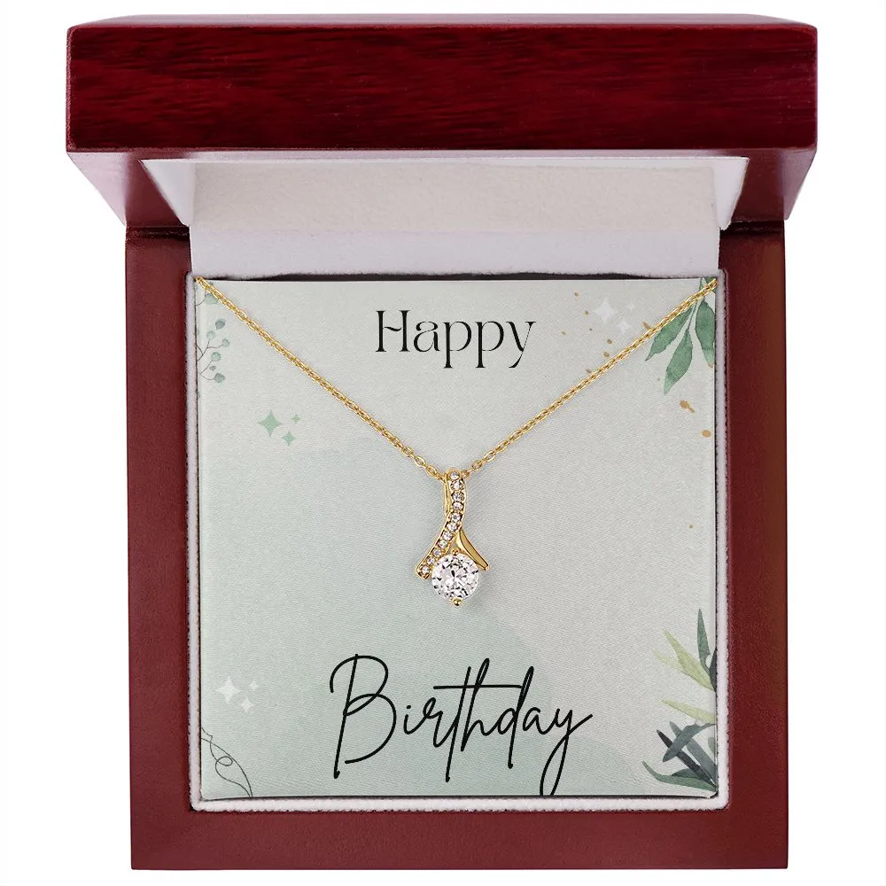 Birthday Necklace Gift for Her Cubic Zirconia White or Yellow Gold