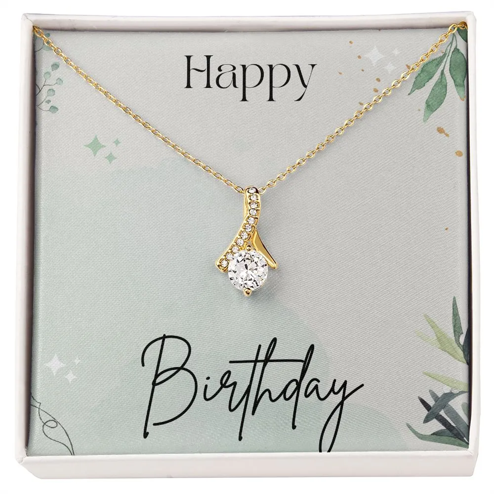 Birthday Necklace Gift for Her Cubic Zirconia White or Yellow Gold