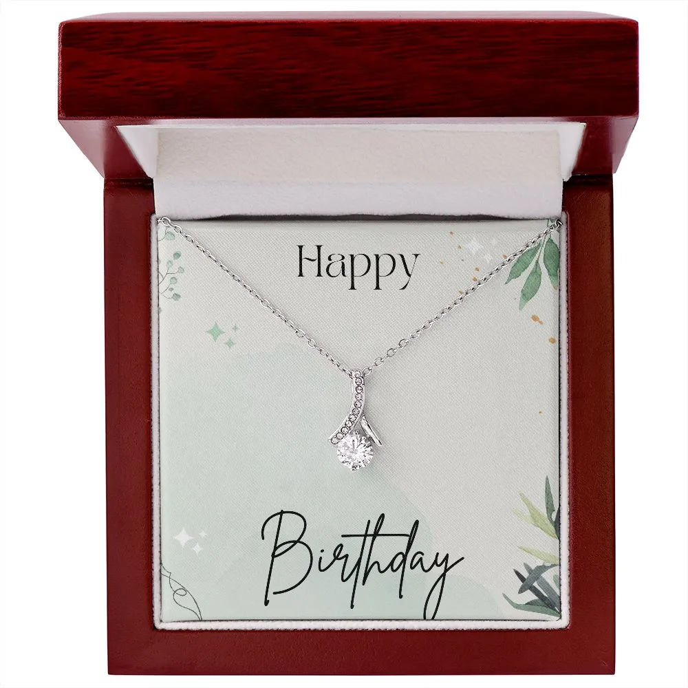 Birthday Necklace Gift for Her Cubic Zirconia White or Yellow Gold