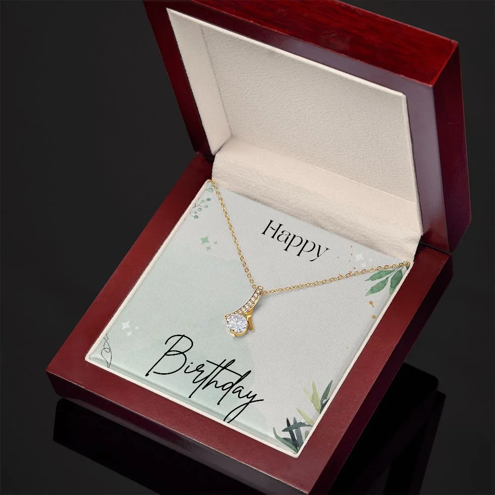 Birthday Necklace Gift for Her Cubic Zirconia White or Yellow Gold