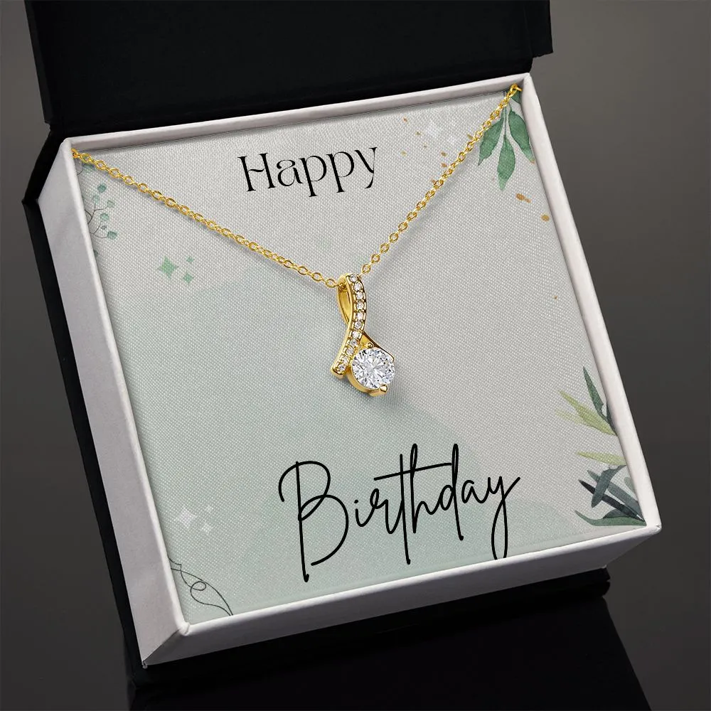 Birthday Necklace Gift for Her Cubic Zirconia White or Yellow Gold