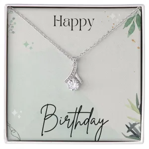 Birthday Necklace Gift for Her Cubic Zirconia White or Yellow Gold