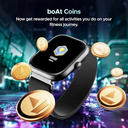 boAt Newly Launched Wave Sigma 3 w/Turn-by-Turn Navigation, 2.01" HD Display, BT Calling, Crest  OS, QR Tray, Watch Face Studio, Coins, Emergency SOS Smart Watch for Men & Women(Metal Black)