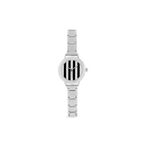 bold black white striped print Women's Italian Charm Watch(Model 107)