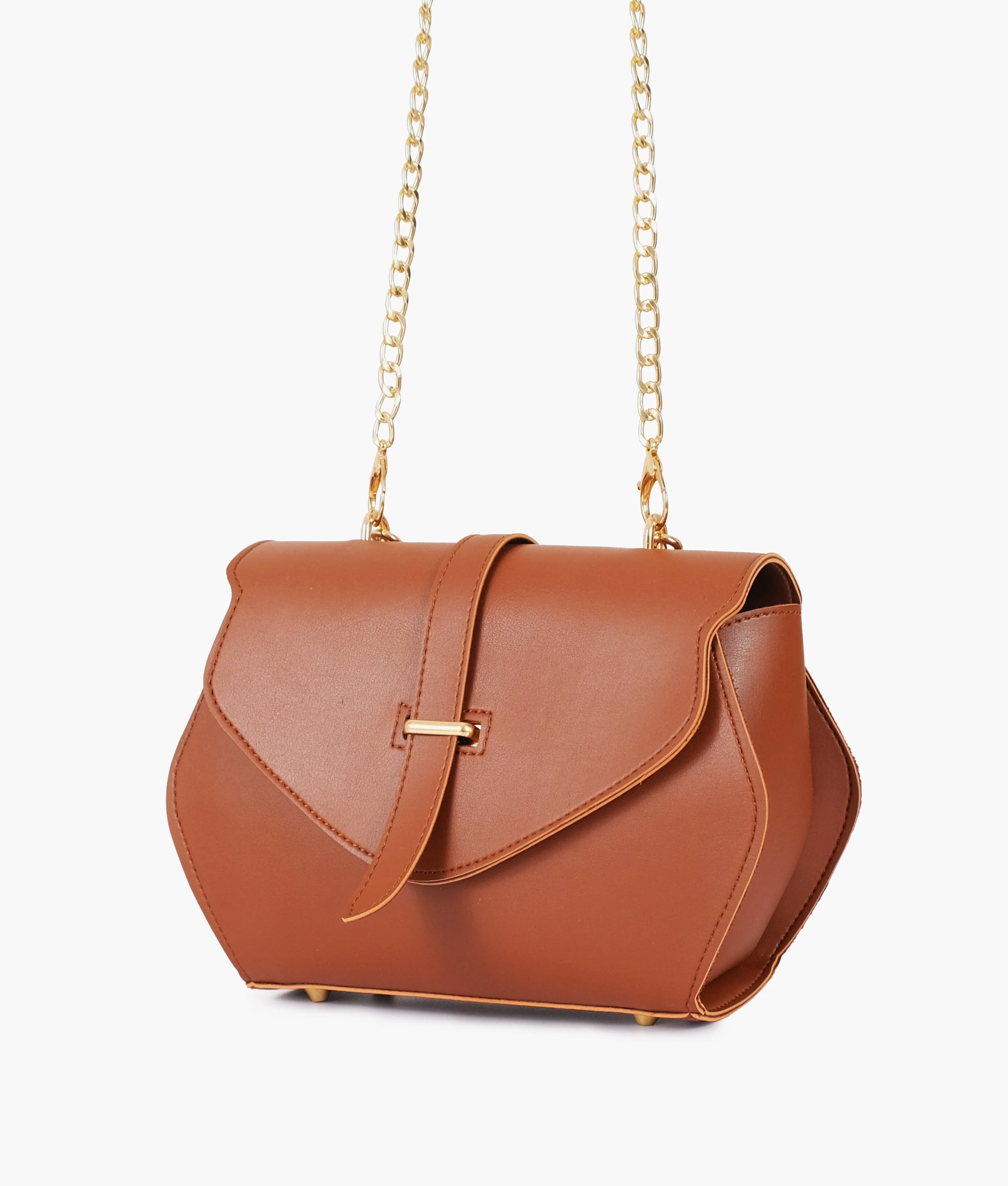 Brown top-handle hexagon bag