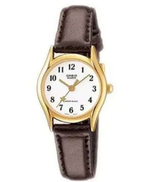 Casio, Women’s Watch Analog, White Dial Brown Leather Band, LTP-1094Q-7B4RD