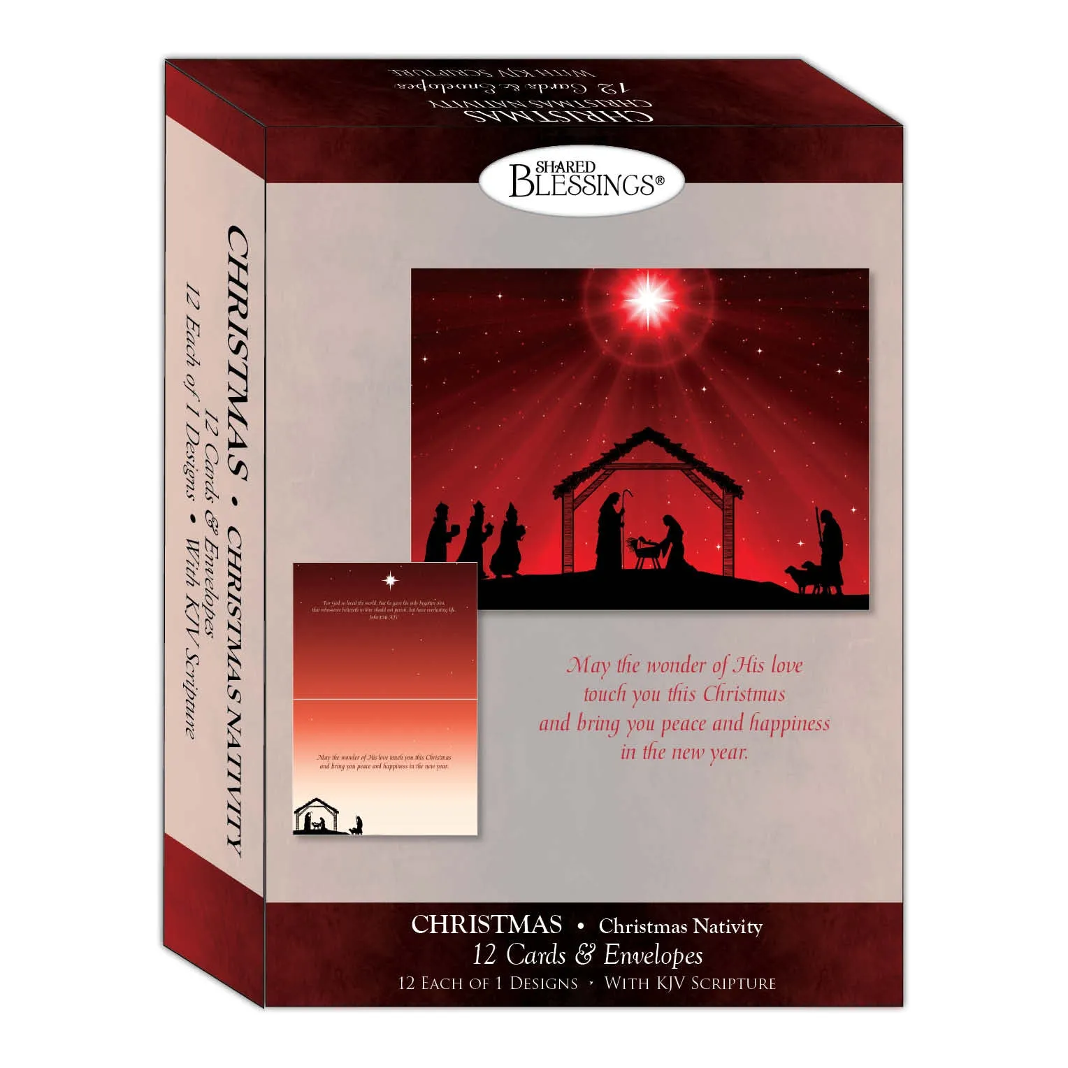 Christmas Nativity, 12 Boxed Christmas Cards with KJV