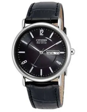 Citizen Eco-Drive 180 Black  Face - Black Leather Strap