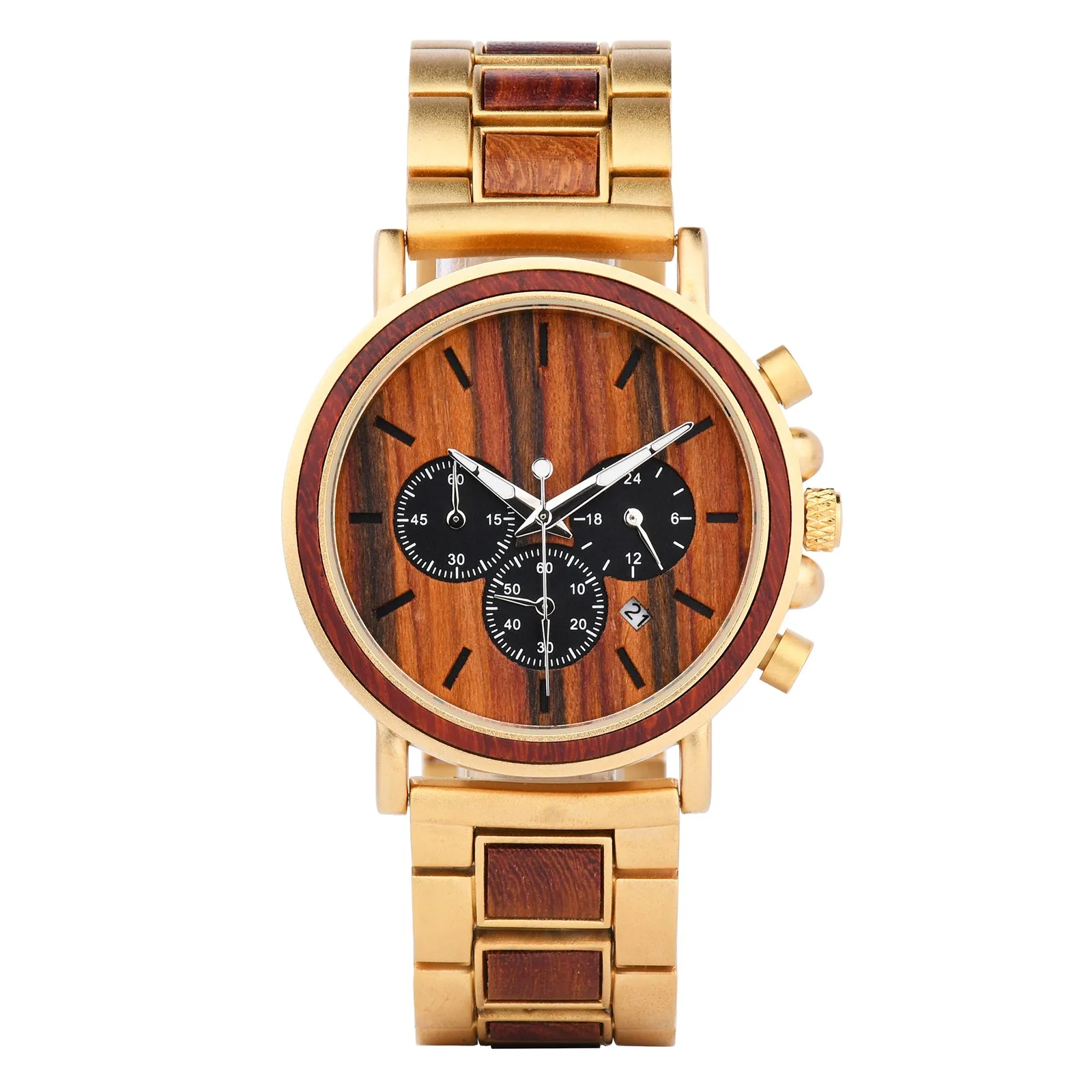 Dover - Gold Steel & Red Sandalwood Chronograph