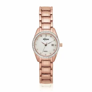 Eclipse Crystal Mother of Pearl Dial Rose Tone Date Quartz Watch