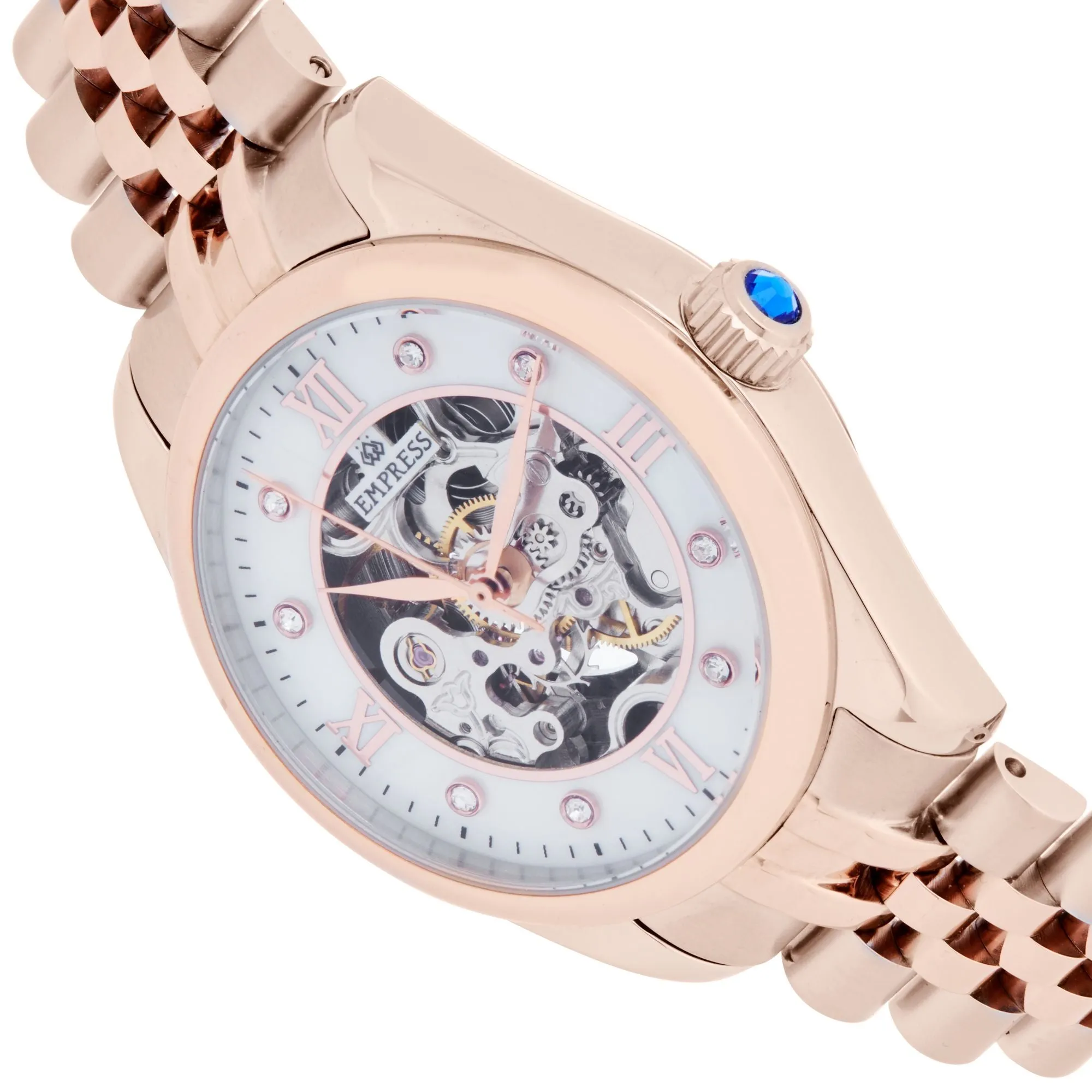 Empress Magnolia Automatic MOP Skeleton Dial Bracelet Watch