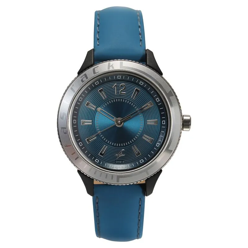 Fastrack, Women’s  Watch Analog, Metallic Blue Dial Blue Leather Strap, 6176KL05