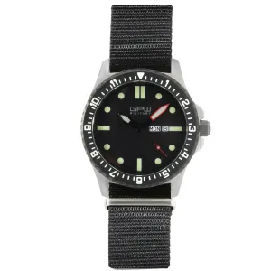 German Military Titanium Watch. GPW Day Date. 200M W/R. Sapphire Crystal. Black Nylon Strap.