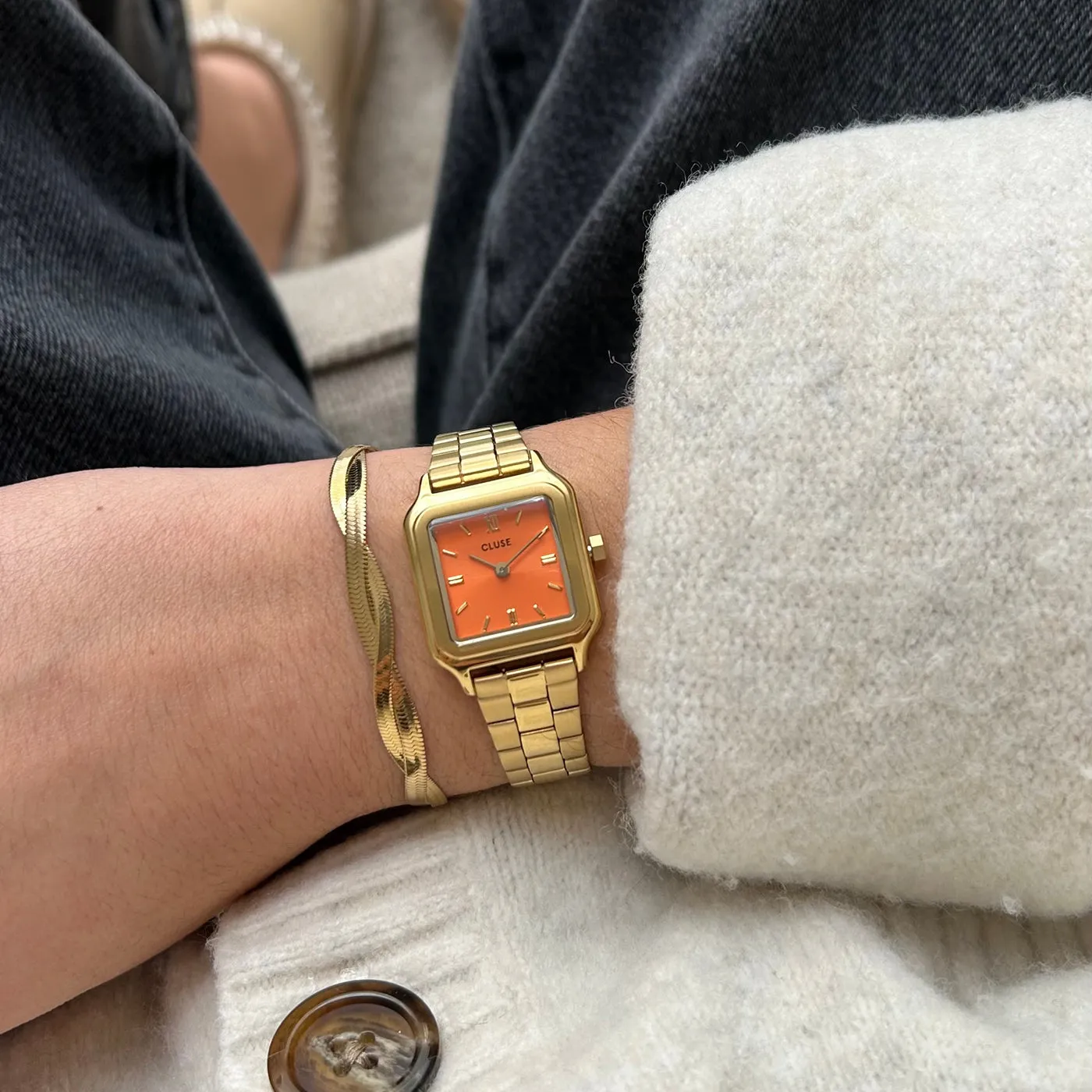 Gracieuse Petite Watch Steel, Apricot, Gold Colour