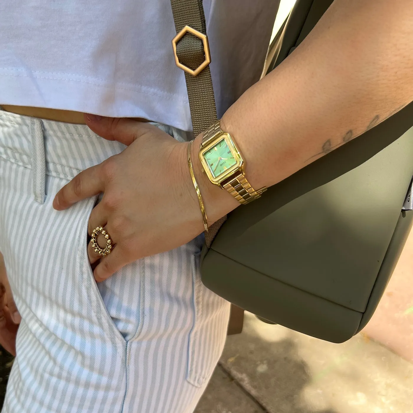 Gracieuse Petite Watch Steel, Light Green, Gold Colour