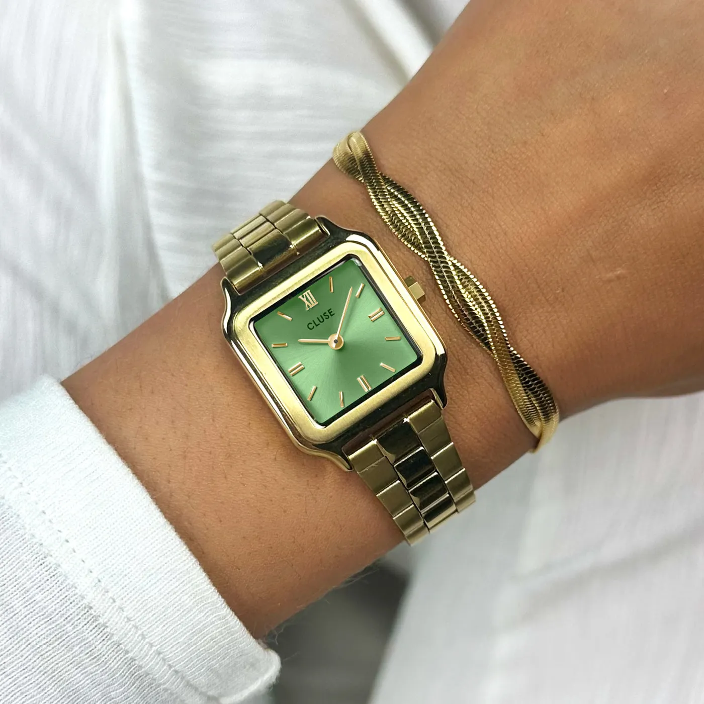 Gracieuse Petite Watch Steel, Light Green, Gold Colour