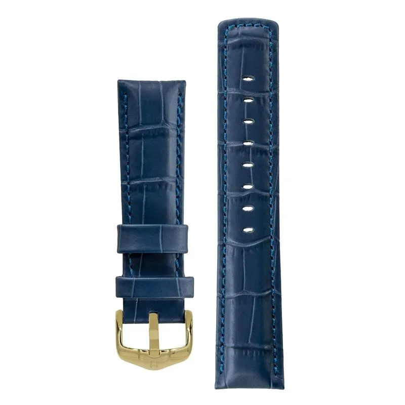 Hirsch GRAND DUKE Water-Resistant Alligator Embossed Sport Watch Strap in BLUE