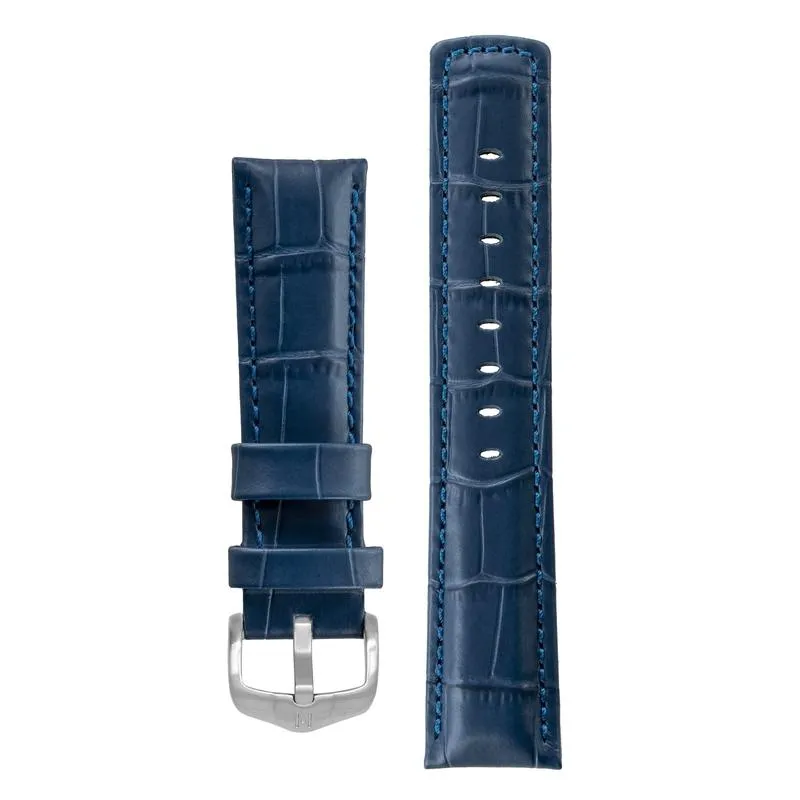 Hirsch GRAND DUKE Water-Resistant Alligator Embossed Sport Watch Strap in BLUE