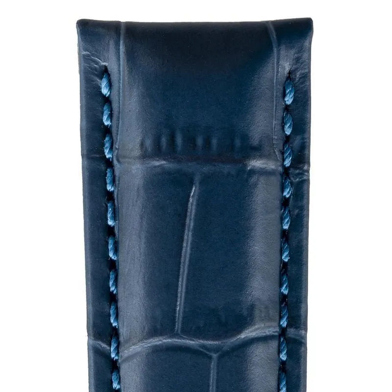 Hirsch GRAND DUKE Water-Resistant Alligator Embossed Sport Watch Strap in BLUE