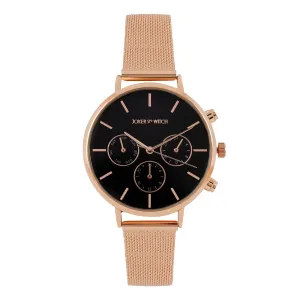 Joker & Witch Moscow Black Dial Rosegold Mesh Strap Analog Women's Watch