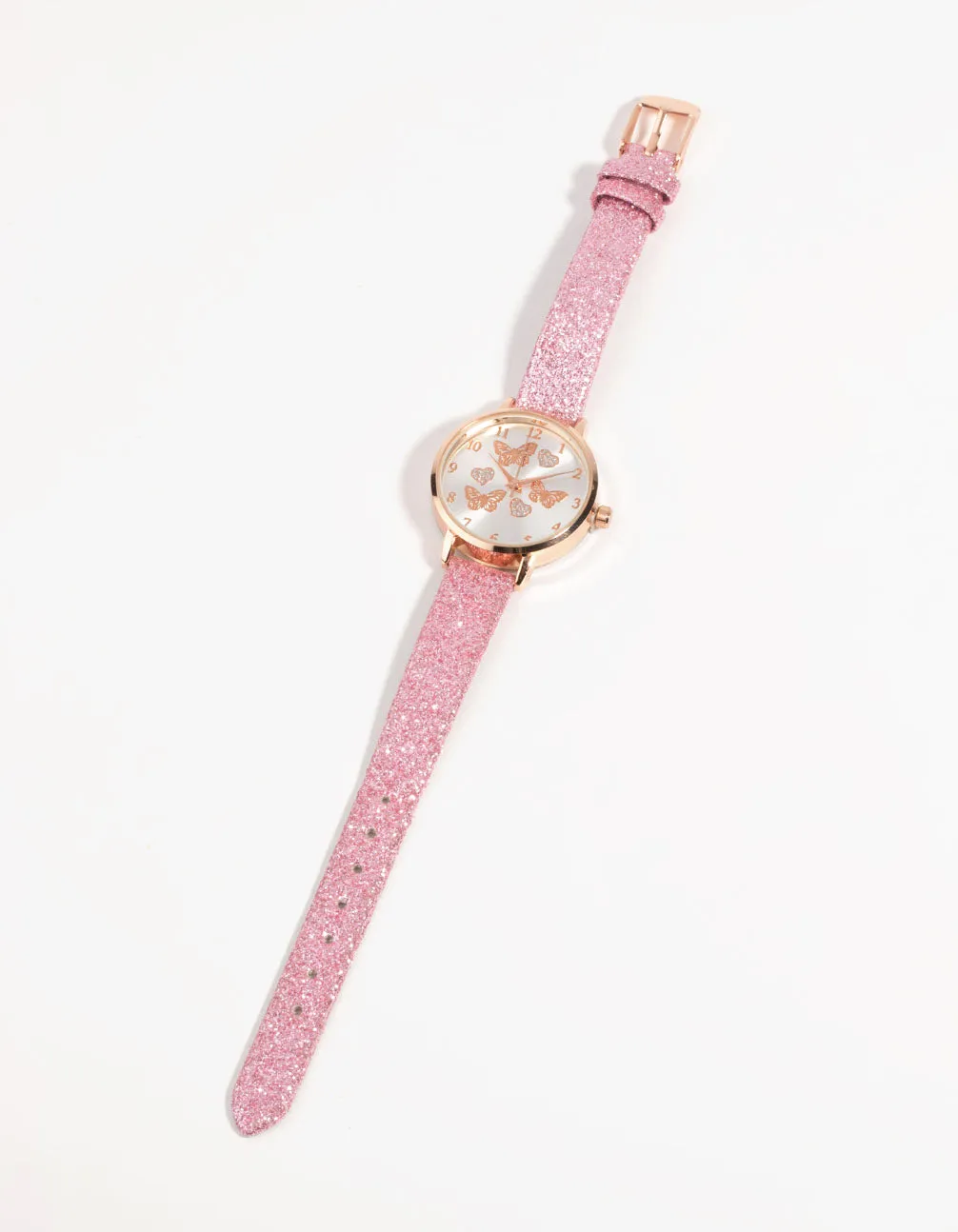 Kids Rose Gold Butterfly Glitter Watch