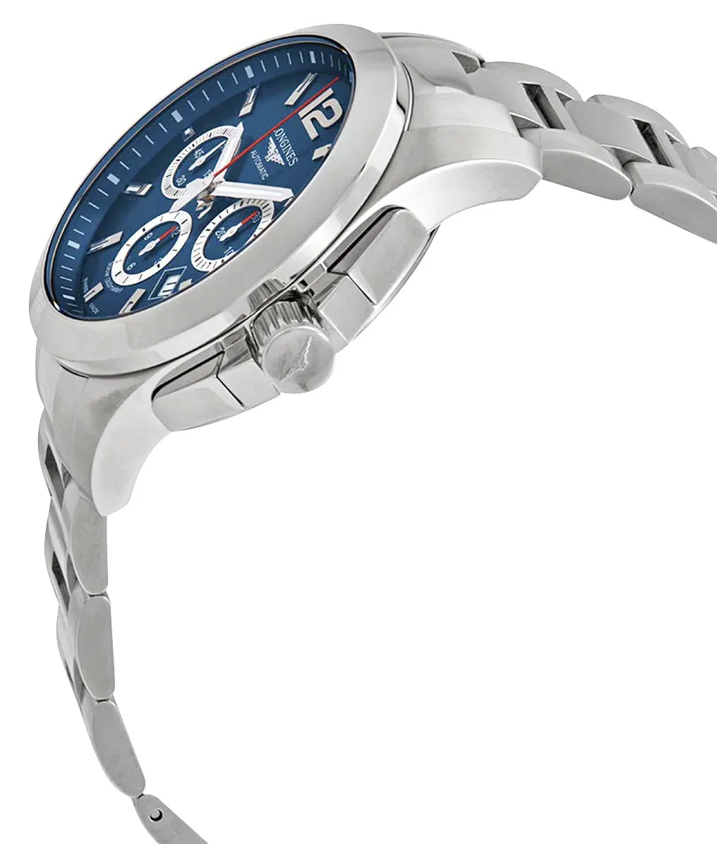 Longines Conquest Automatic Chronograph Stainless Steel Blue Dial Date Divers Mens Watch L3.801.4.96.6