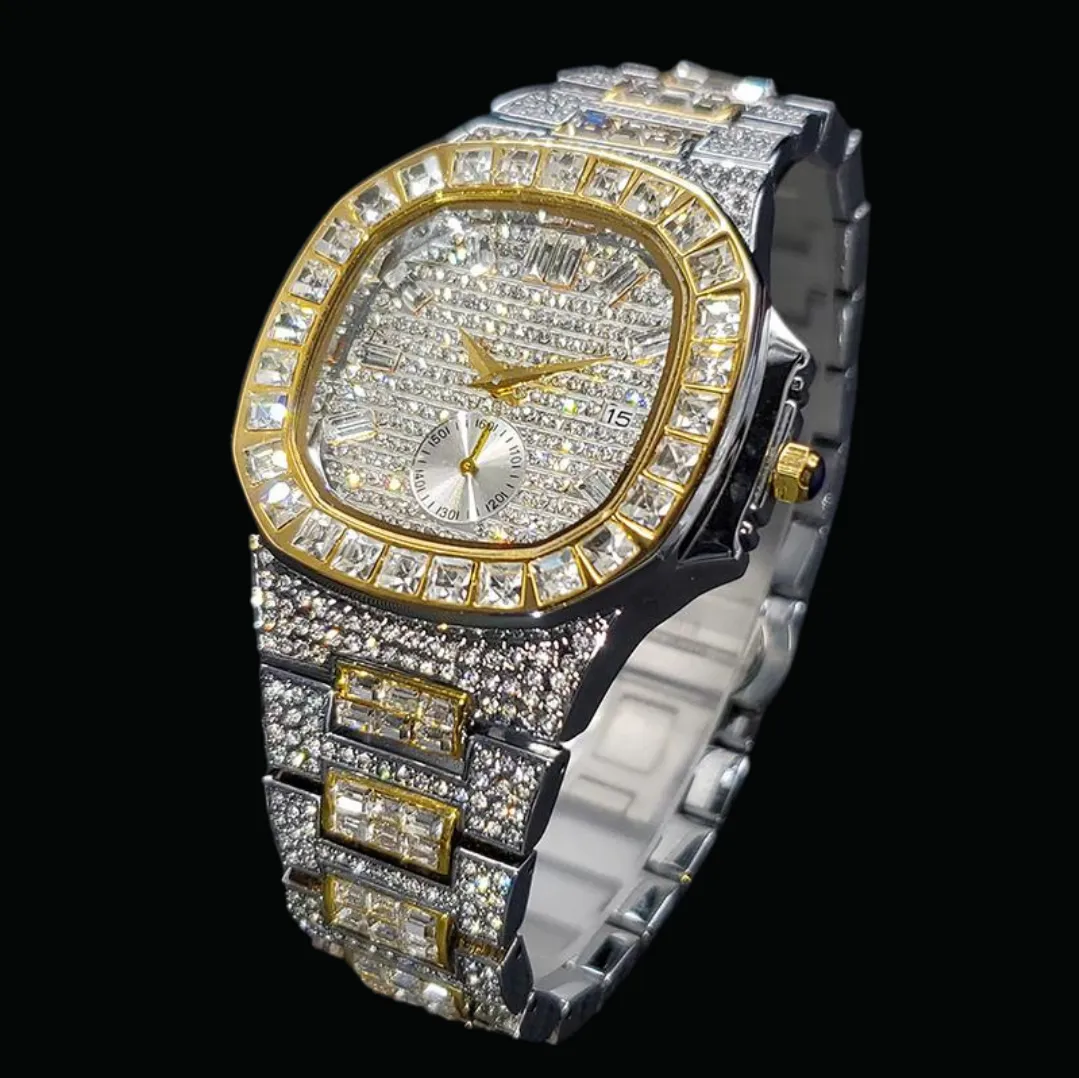 Luxury Date Special Minute Hand Iced Out Diamond Watch