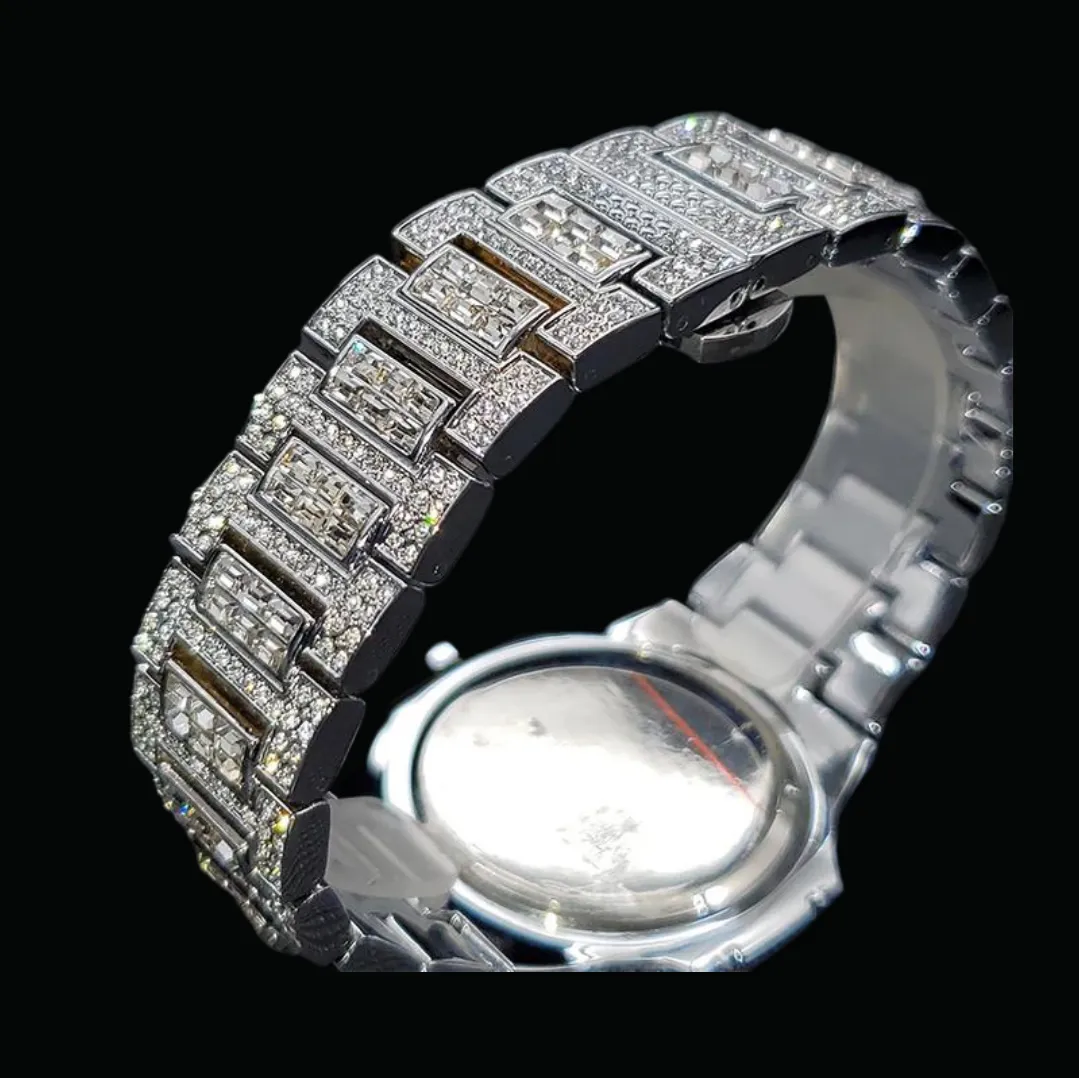 Luxury Date Special Minute Hand Iced Out Diamond Watch