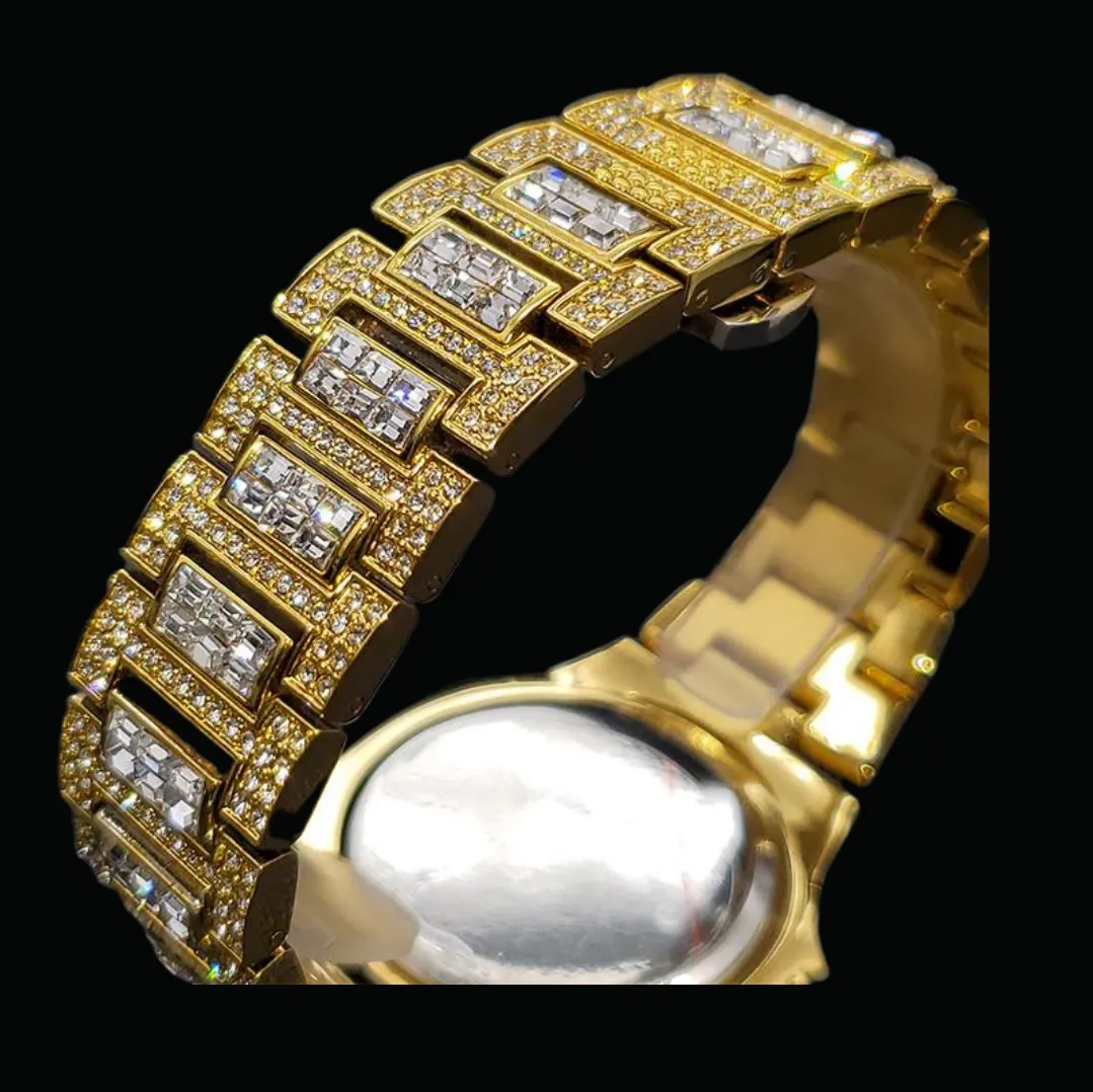 Luxury Date Special Minute Hand Iced Out Diamond Watch