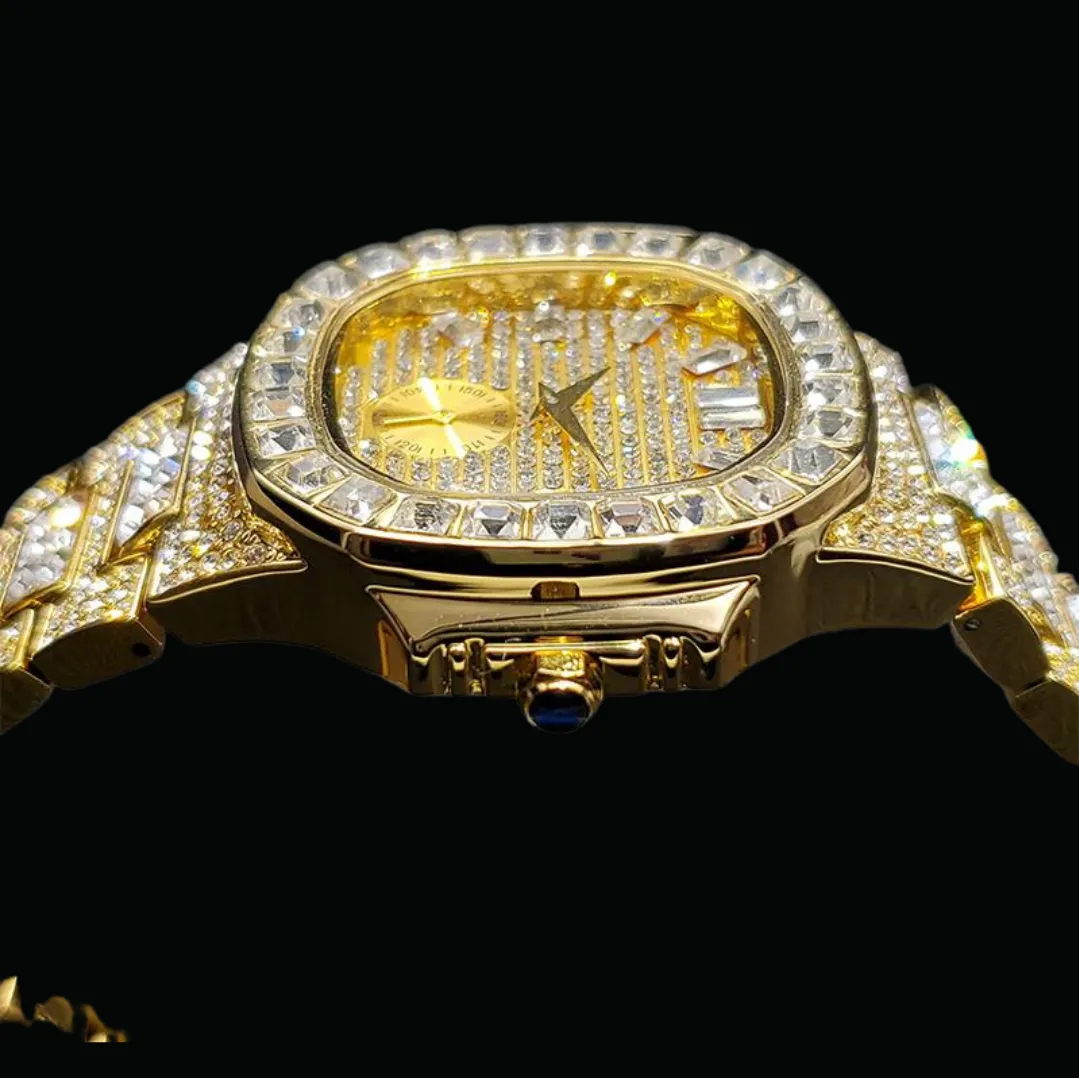 Luxury Date Special Minute Hand Iced Out Diamond Watch