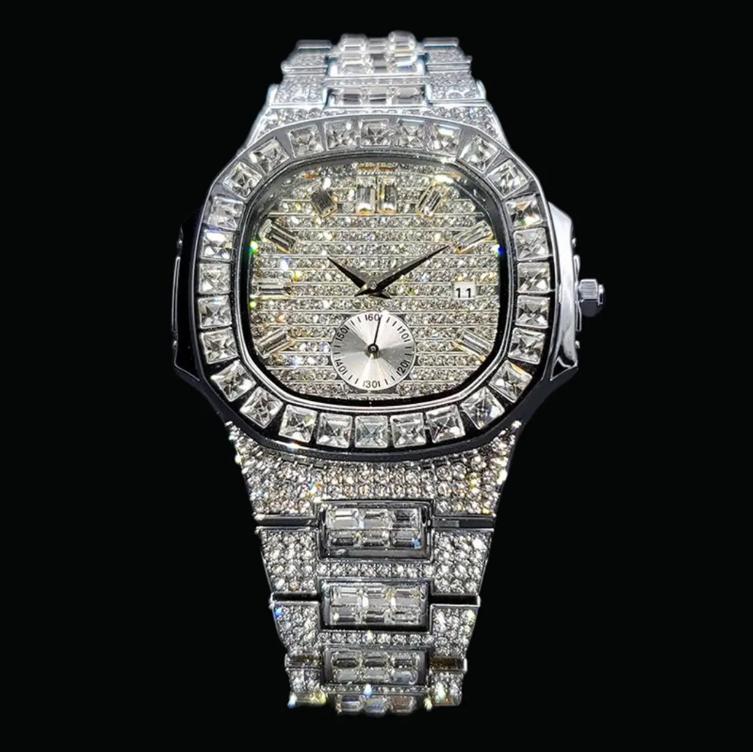 Luxury Date Special Minute Hand Iced Out Diamond Watch