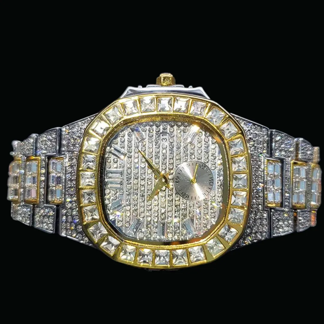 Luxury Date Special Minute Hand Iced Out Diamond Watch