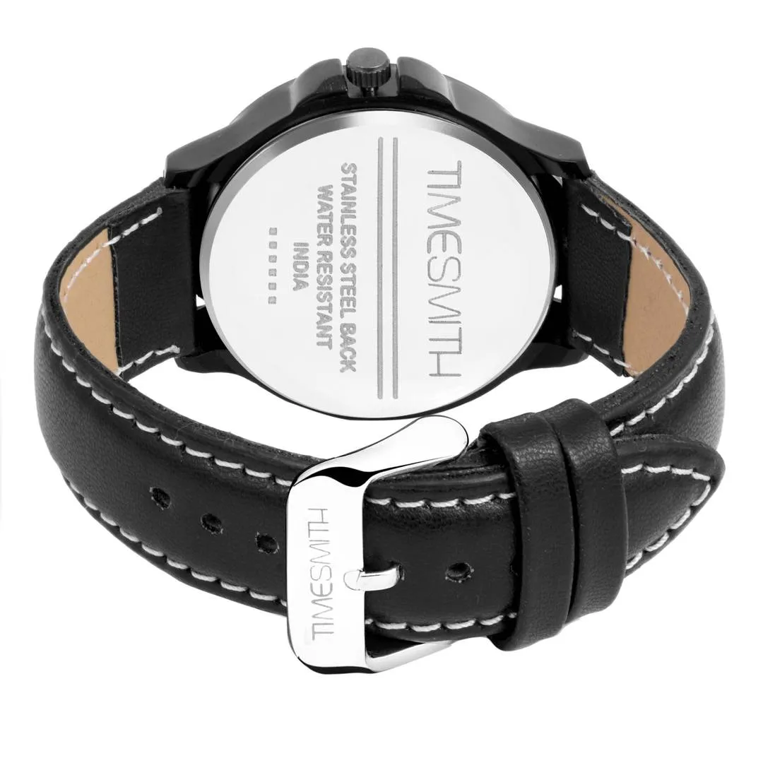 Men's Stylish Black Synthetic Leather Analog Watches