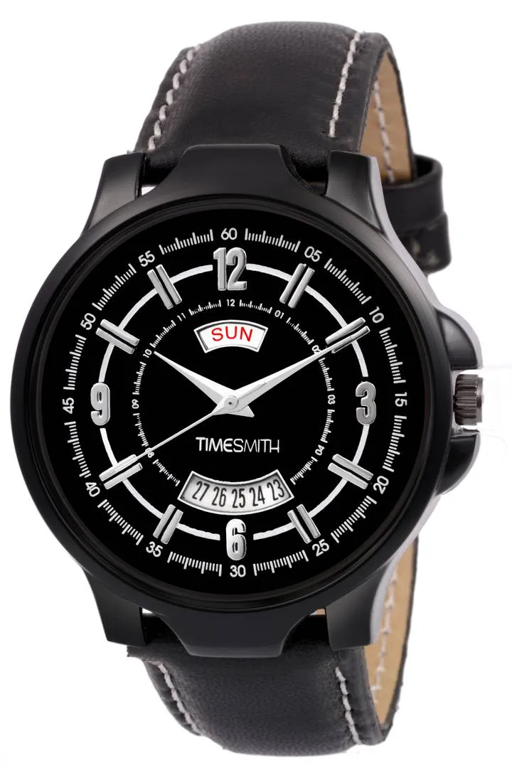 Men's Stylish Black Synthetic Leather Analog Watches