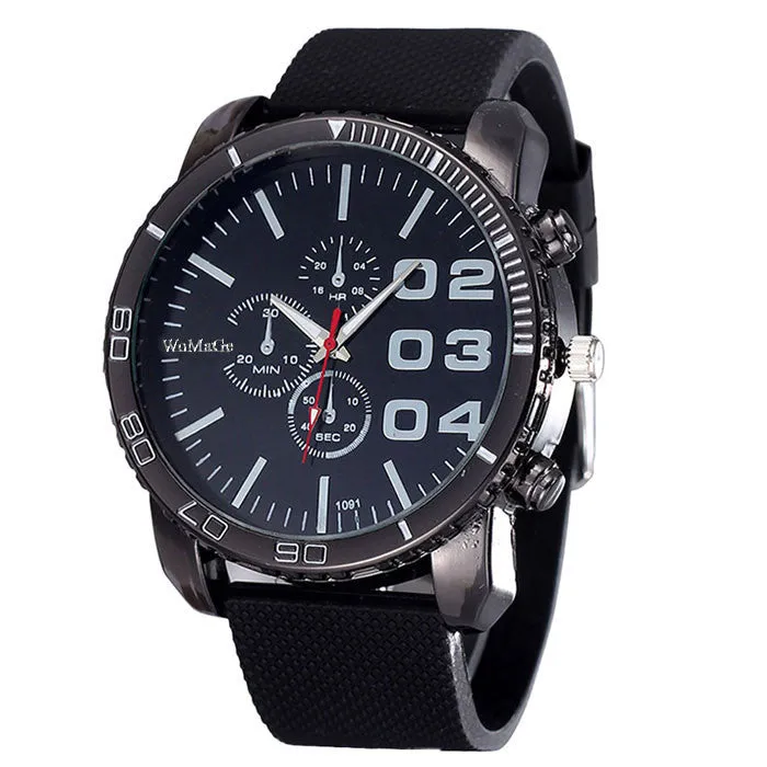 New Fashion Mens Stylish Luxury Huge Big Dial Silicone Band Quartz Wrist Watch Sports Watch