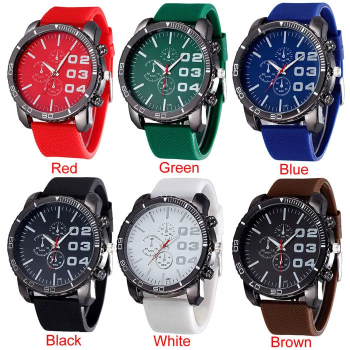 New Fashion Mens Stylish Luxury Huge Big Dial Silicone Band Quartz Wrist Watch Sports Watch