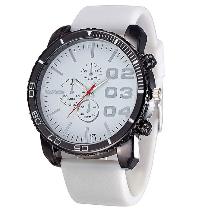 New Fashion Mens Stylish Luxury Huge Big Dial Silicone Band Quartz Wrist Watch Sports Watch