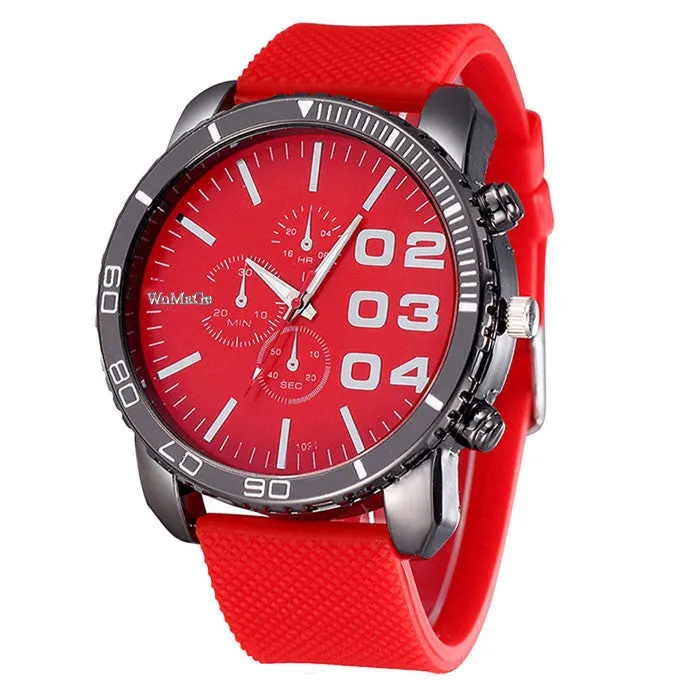 New Fashion Mens Stylish Luxury Huge Big Dial Silicone Band Quartz Wrist Watch Sports Watch