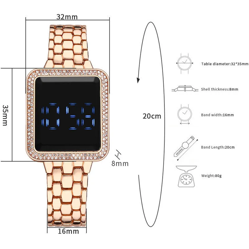 New Sports Electronic Watch Touch Screen Digital Watch Square Women's Watch LED Electronic Watch