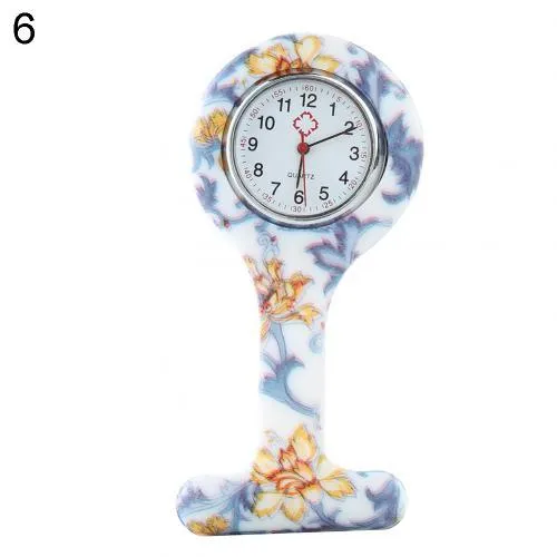 Nurse Watch Multicolor Pattern Arabic Numerals Round Dial Women Nurses Brooch Tunic Fob Watches Pocket Watches