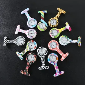 Nurse Watch Multicolor Pattern Arabic Numerals Round Dial Women Nurses Brooch Tunic Fob Watches Pocket Watches