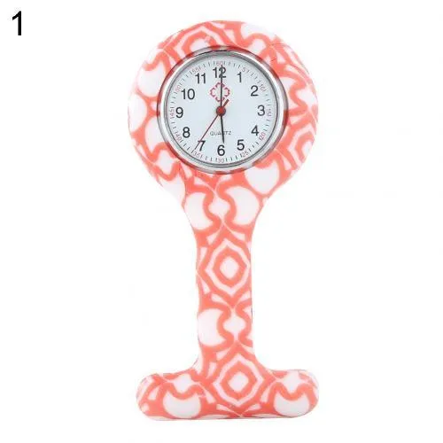 Nurse Watch Multicolor Pattern Arabic Numerals Round Dial Women Nurses Brooch Tunic Fob Watches Pocket Watches