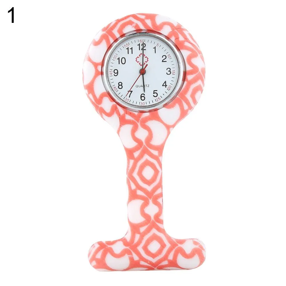 Nurse Watch Multicolor Pattern Arabic Numerals Round Dial Women Nurses Brooch Tunic Fob Watches Pocket Watches