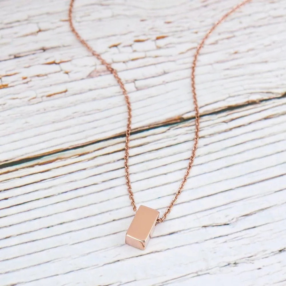 Personalized Card and Necklace for Mother's Day Gift, Gift for Mom, Gift for Her, Custom Card and Necklace for Mom, Cube Necklace for Mom, [Rose Gold, Personalized Card]